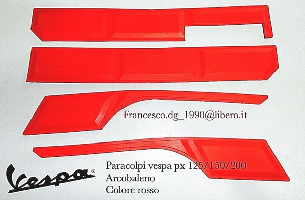 Kit Paracolpi Modanature Rosse Per Vespa Px 125 150/200 Arcobaleno